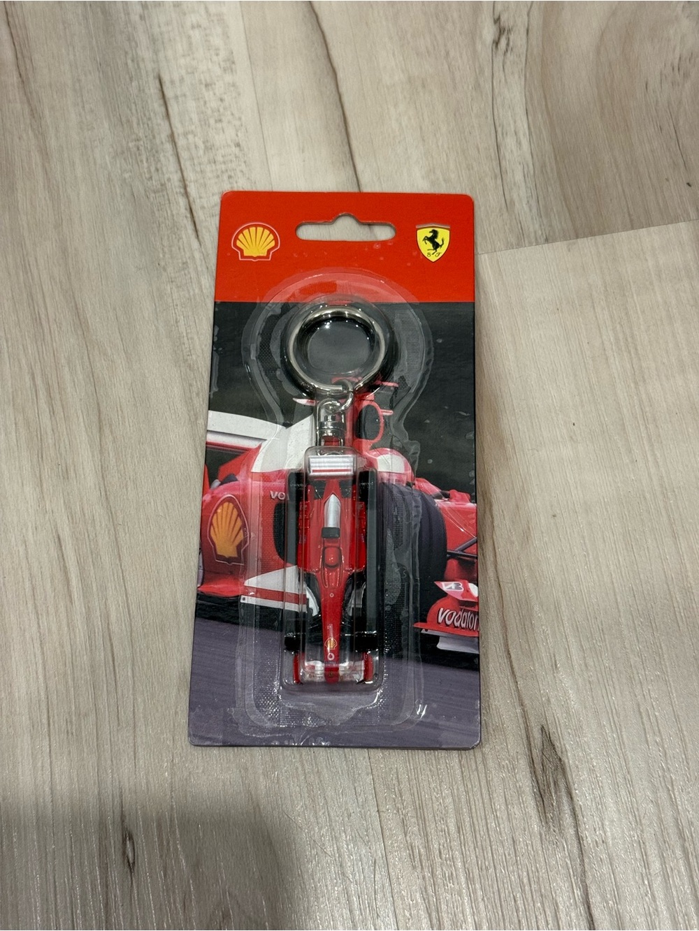 Ferrari Red Formula Race Car Keychain with Silver Ring